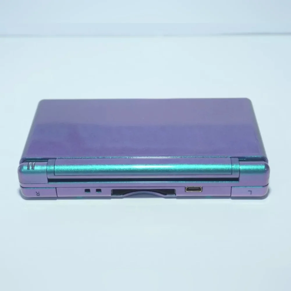 Nintendo DS Lite Shiny Metallic Chameleon Green / Purple Handheld Game System